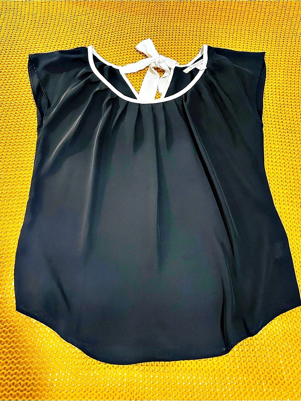 LC Lauren Conrad Tie-Back Blouse Black & White Small